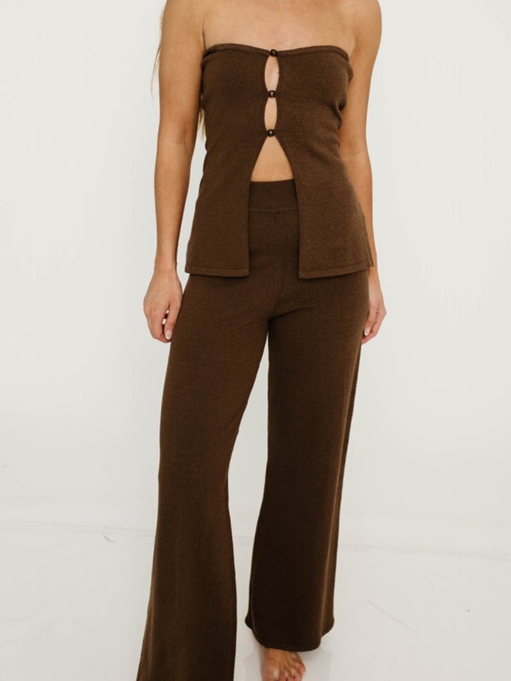 Brown Wide-Leg Jumpsuit - Picture 1 of 9